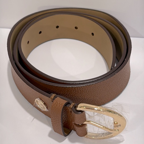 NWT Michael Kors Brown Pebbled Leather Belt (size medium) - Picture 2 of 9